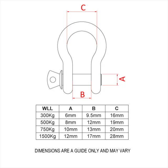 Doughty T39200 Bow Shackle 8Mm Bow Shackle 8Mm (Silver Pin) WLL 500 Kg 