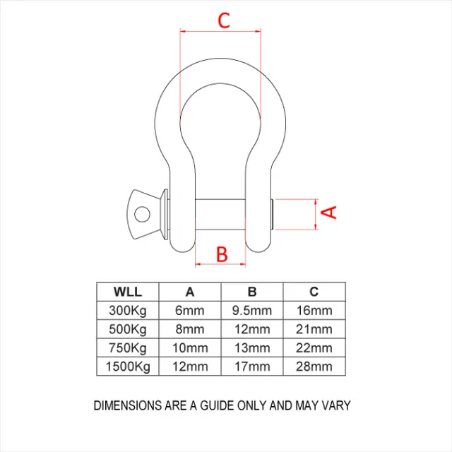 Doughty T39401 Bow Shackle 12Mm Bow Shackle 12Mm (Green Pin) WLL 1500 Kg 