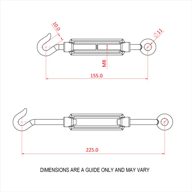 Doughty T39601 Strainer Hook & Eye M10 Strainer Hook & Eye M10 X 150Mm 