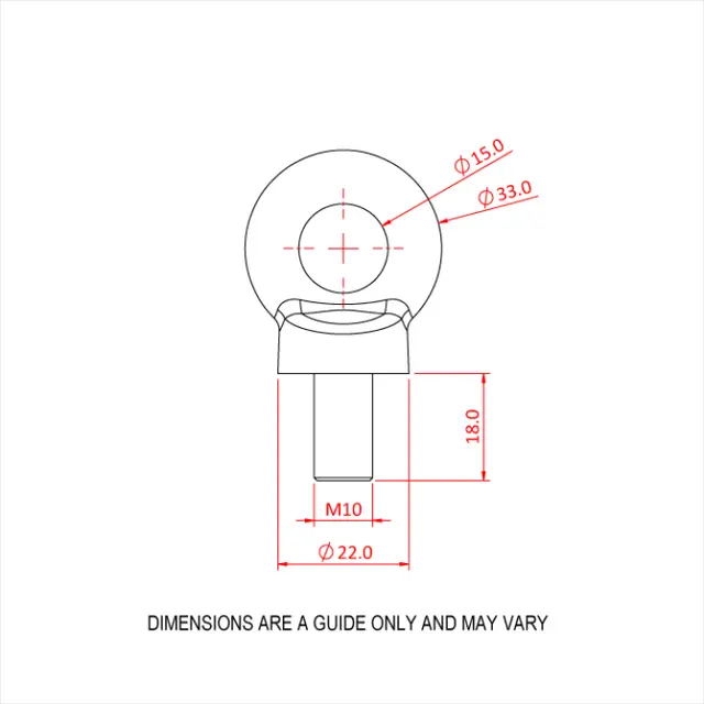 Doughty T39800 Eyebolt M10 (230 Kg) Eyebolt M10 (230 Kg) (Din 580) 