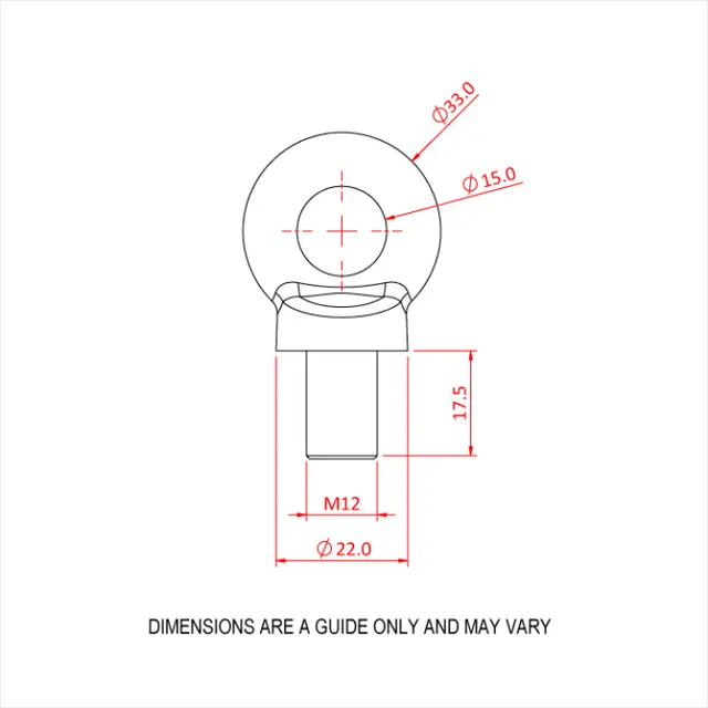 Doughty T39900 Eyebolt M12 (340 Kg) Eyebolt M12 (340 Kg) (Din 580) 