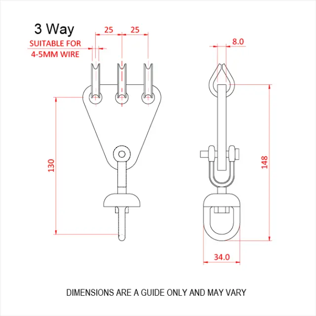 Doughty T41100 Swivel Clew 4 Way Swivel Clew 4 Way 250 Kgs. 