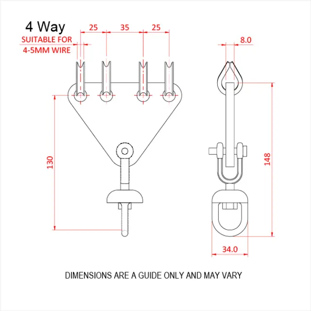 Doughty T41100 Swivel Clew 4 Way Swivel Clew 4 Way 250 Kgs. 