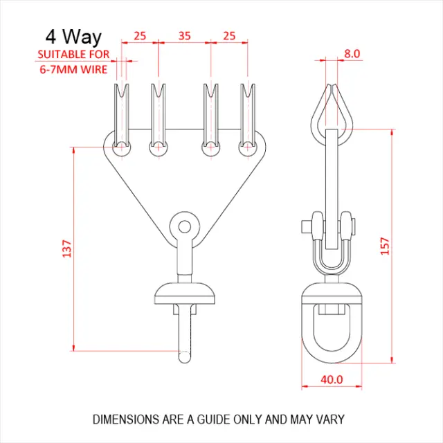 Doughty T41400 Swivel Clew 4 Way Swivel Clew 4 Way 500 Kgs. 
