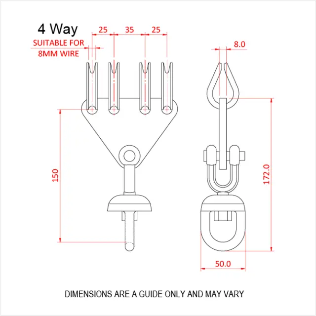 Doughty T41600 Swivel Clew 3 Way Swivel Clew 3 Way 1000 Kgs. 