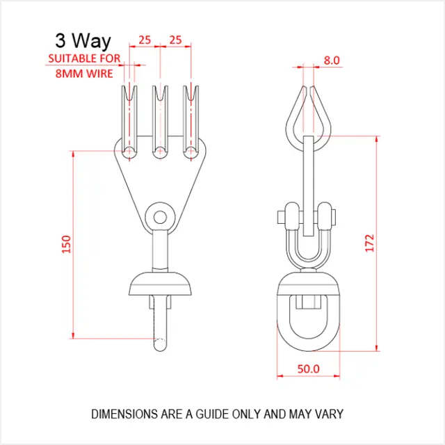 Doughty T41700 Swivel Clew 4 Way Swivel Clew 4 Way 1000 Kgs. 