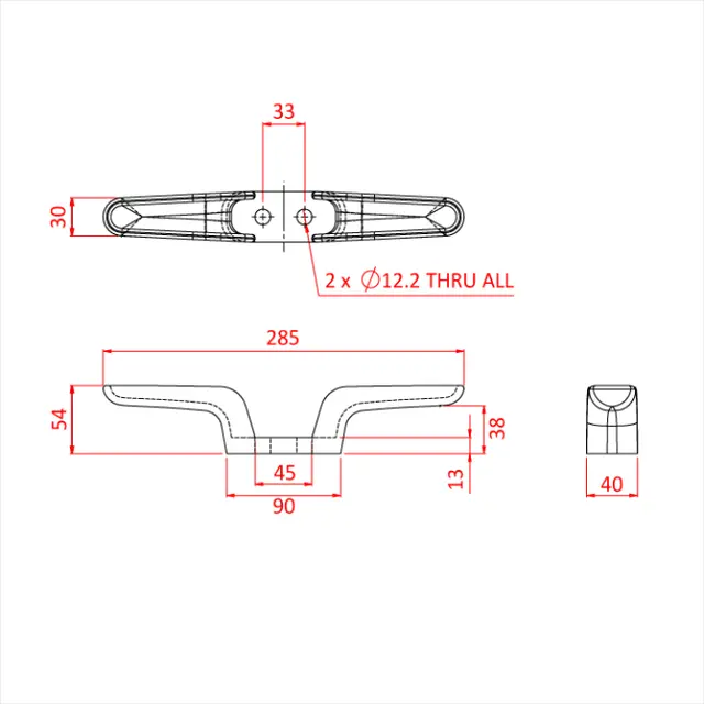 Doughty T41900 450MM FLYRAIL CLEAT 