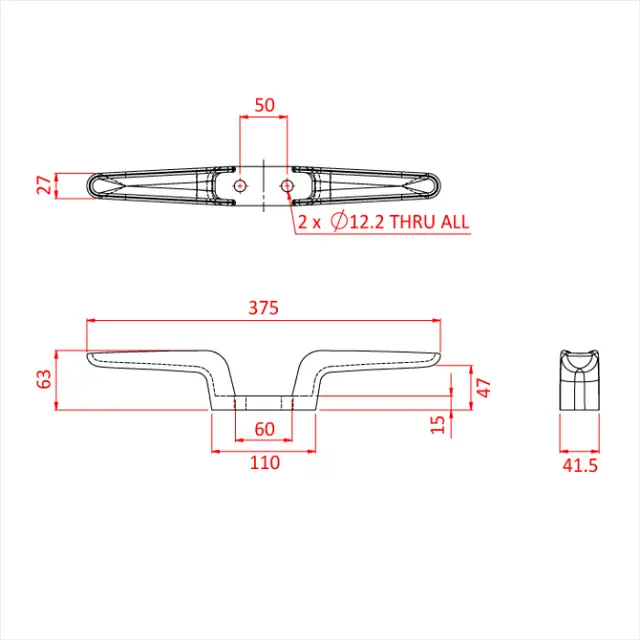 Doughty T41902 375MM FLYRAIL CLEAT 