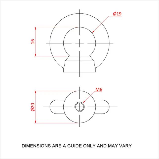 Doughty T42000 EYE NUT M6 (70 kg) (CONFORMS TO DIN 582) 