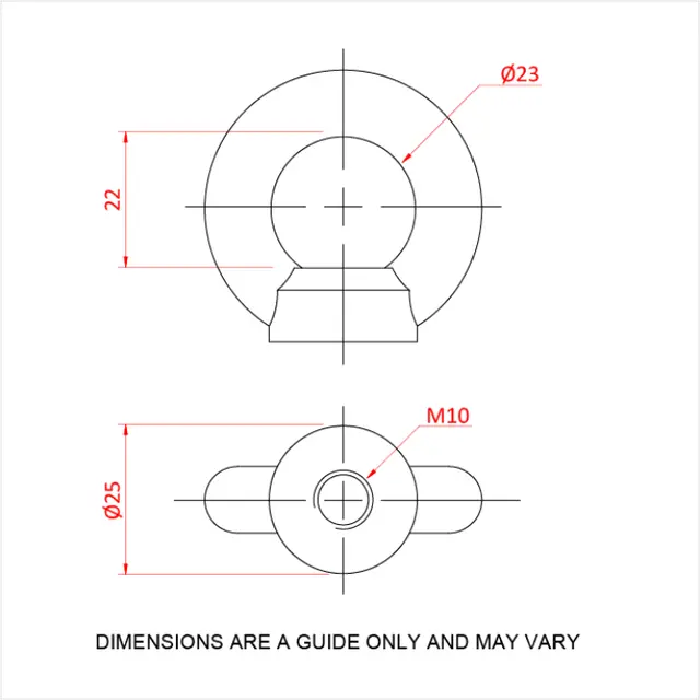 Doughty T42200 EYE NUT M10 (230 kg) (CONFORMS TO DIN 582) 