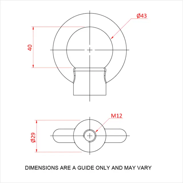 Doughty T42301 EYE NUT M12 (tested) (CONFORMS TO DIN 582) 