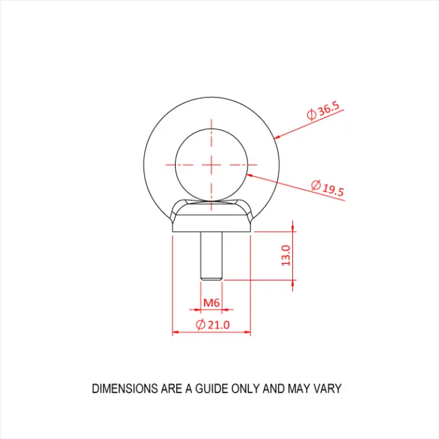 Doughty T42502 EYE BOLT M6 (100 Kg) (LARGE EYE) 