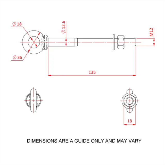 Doughty T42600 GATE EYE M10 X 115mm (230kg) 