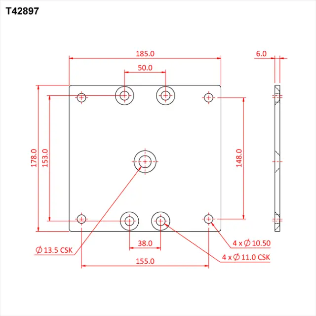 Doughty T42898 Wall Side Plate Wall Side Plate (J) To Suit 150Mm S 