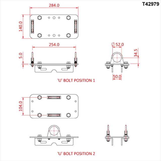 Doughty T42979 H/D Univ. Ass. - Single H/D Universal Plate Assembly - Single 