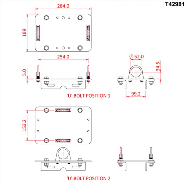 Doughty T42980 H/D Univ. Ass.- Doub H/D Universal Plate Assembly - Double 