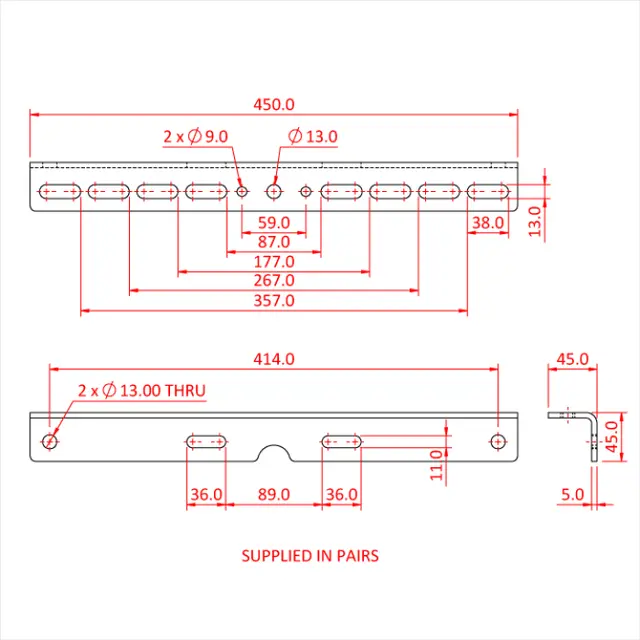 Doughty T42995 Multi. Brackets Multi. Brackets 450Mm Suit 6-12" 
