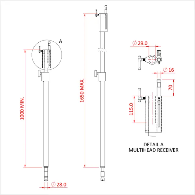 Doughty T44650 THREE STAGE EXTENSION (1.08m - 2.50m) (Black) 