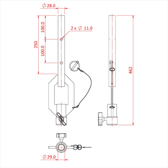 Doughty T45614 SINGLE ENDED ADJUSTABLE DROP ARM (750mm) 