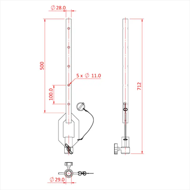 Doughty T45616 SINGLE ENDED ADJUSTABLE DROP ARM (1.0 metre) 