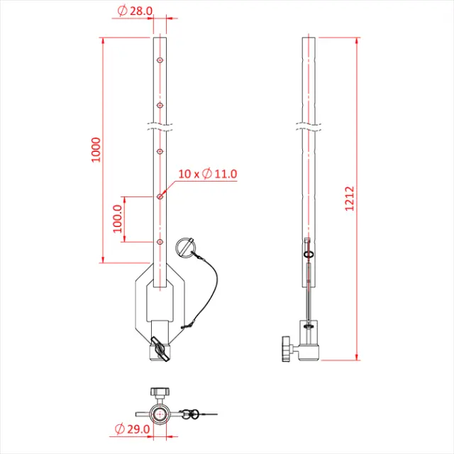Doughty T45616 SINGLE ENDED ADJUSTABLE DROP ARM (1.0 metre) 