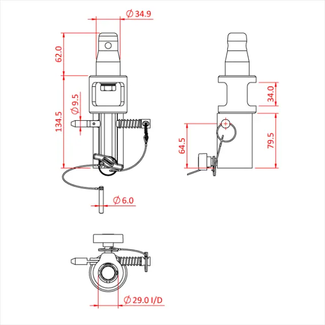 Doughty T45751 3 POINT RECEIVER FITTED WITH HALF CONNECTOR 
