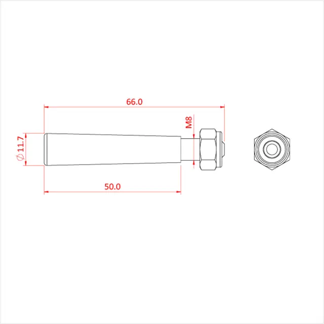 Doughty T45756 MRS Tapered pin w/m8 nut 