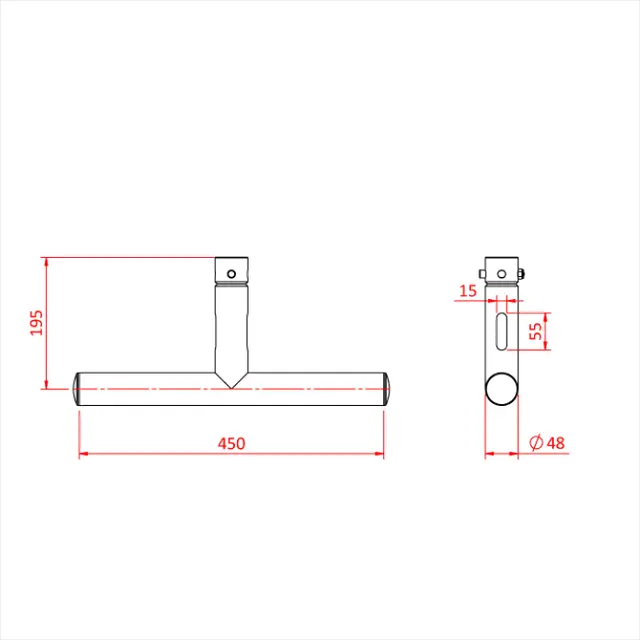 Doughty T45761 MRS Drop arm T stykke 250mm Black 