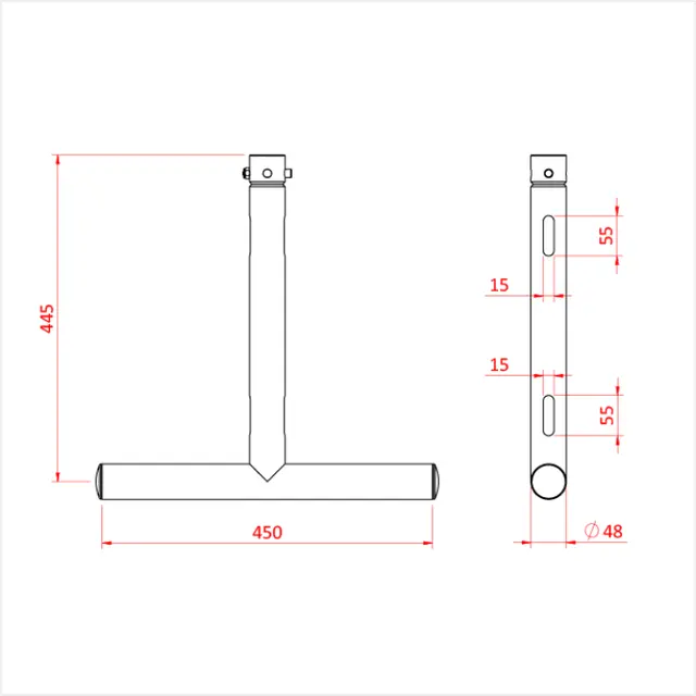 Doughty T45766 MRS Drop arm T stykke 500mm ( Black) 