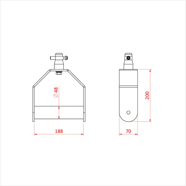 Doughty T45771 MRS Drop arm Stirrup with half connector and pin ( Black) 