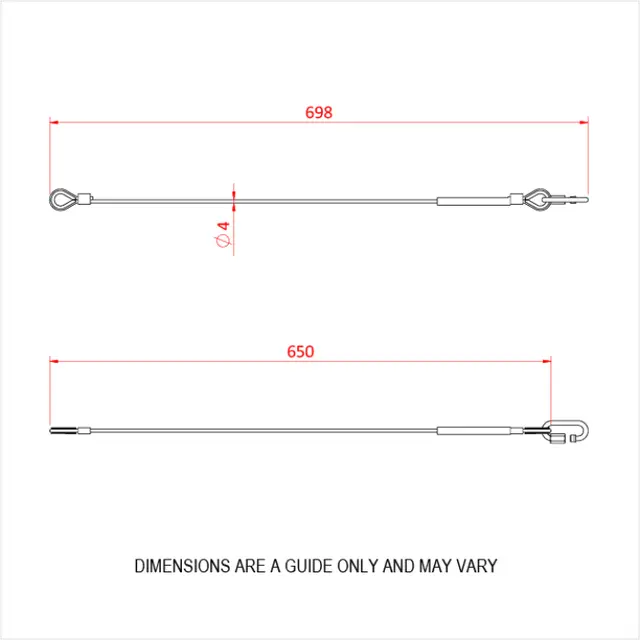 Doughty T45851 MRS sikkerhetswire 4mmx650mm 100kg Quick link 