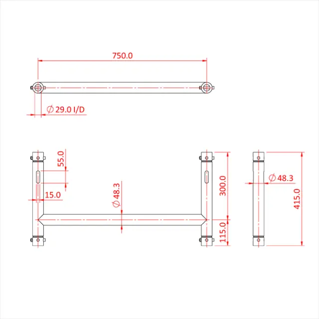 Doughty T45901 MRS H - Frame 415mm x 750mm Black 