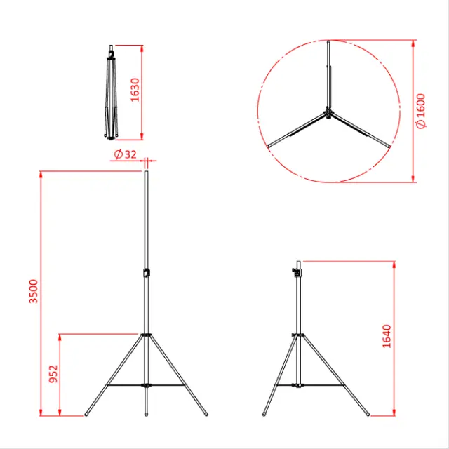 Doughty T49300 CLUB 35 TWO STAGE TELESCOPIC STAND 3.5 metre 