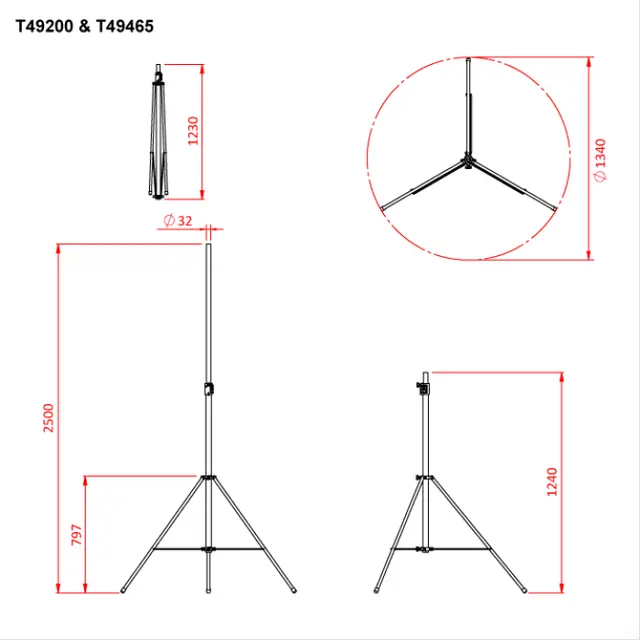 Doughty T49465 NIGHTCLUB 25 TWO STAGE TELESCOPIC STAND 2.5 metre 