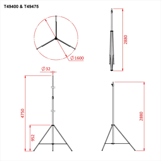 Doughty T49475 NIGHTCLUB 475 TWO STAGE TELESCOPIC STAND 4.75 metre 