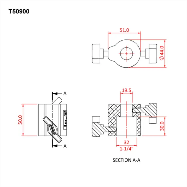 Doughty T50901 MOUNTING FOR 19mm STANDARD SPIGOT (CLUB 14/22) 1½" 