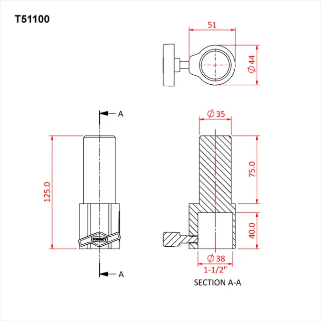 Doughty T51100 SPEAKER ADAPTOR 35mm (CLUB 14/22) 1½" 