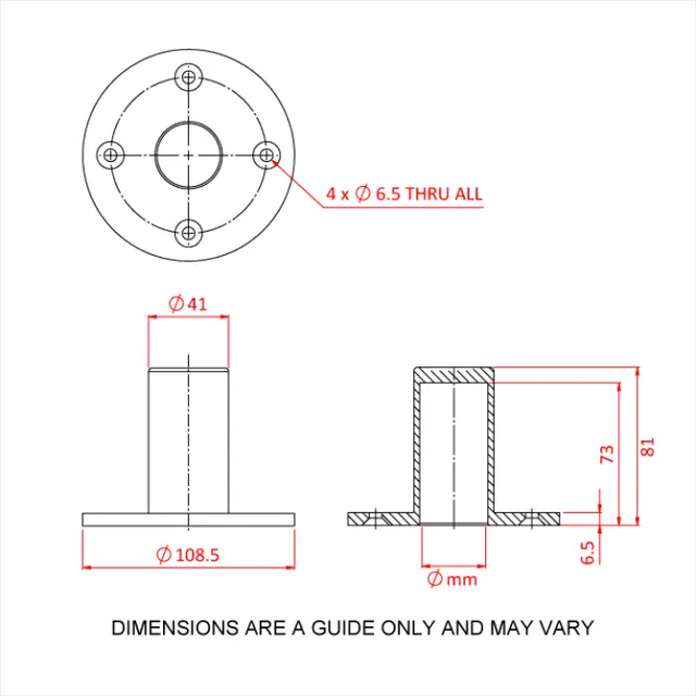 Doughty T52201 35mm SPEAKER INTERNAL HOUSING (Top Hat) 