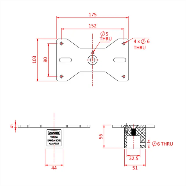 Doughty T52600 RAMSA/BOSE SPEAKER ADAPTOR (32mm) 