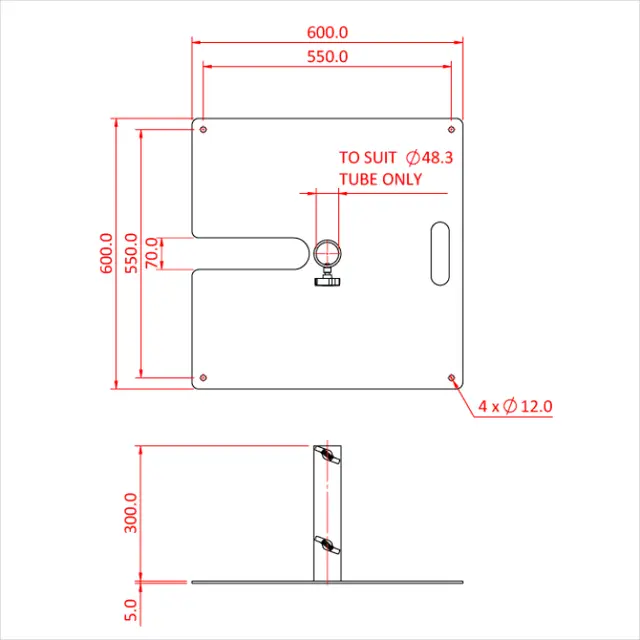 Doughty T54250 Tank trap Til 48 mm rør, 600 mm stålplate 
