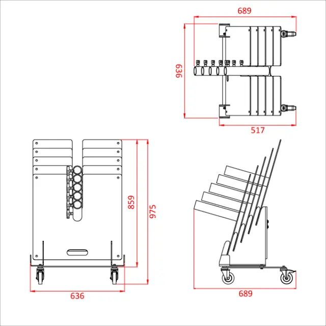 Doughty T54252 TANK TRAP FLOOR STAND WHEELED (HOLDS 5 X T54250 OR 5 X T54255) 
