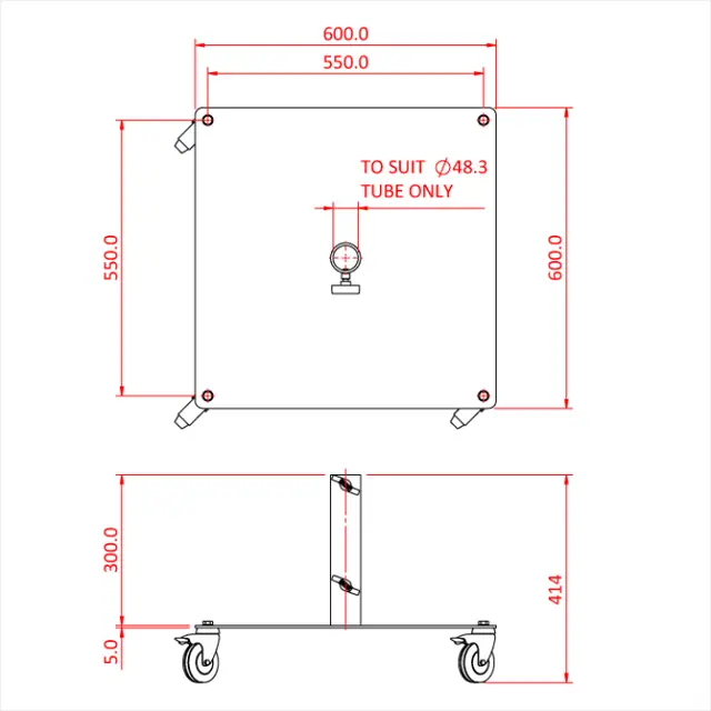 Doughty T54260 TANK TRAP (Four Castors) 