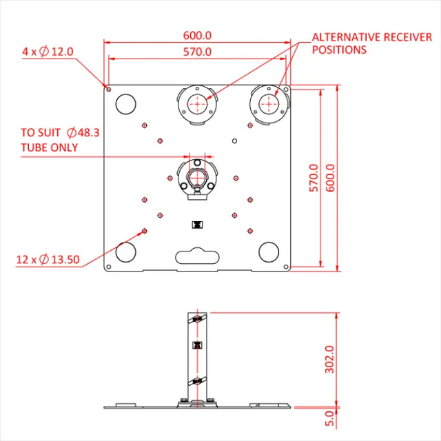 Doughty T54265 Tank trap - 3 position for 48mm tubes 