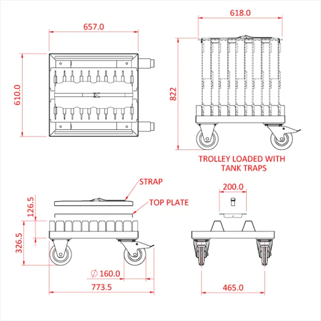Doughty T54266 Tank Trap Dolly Store ten Tank Traps. 