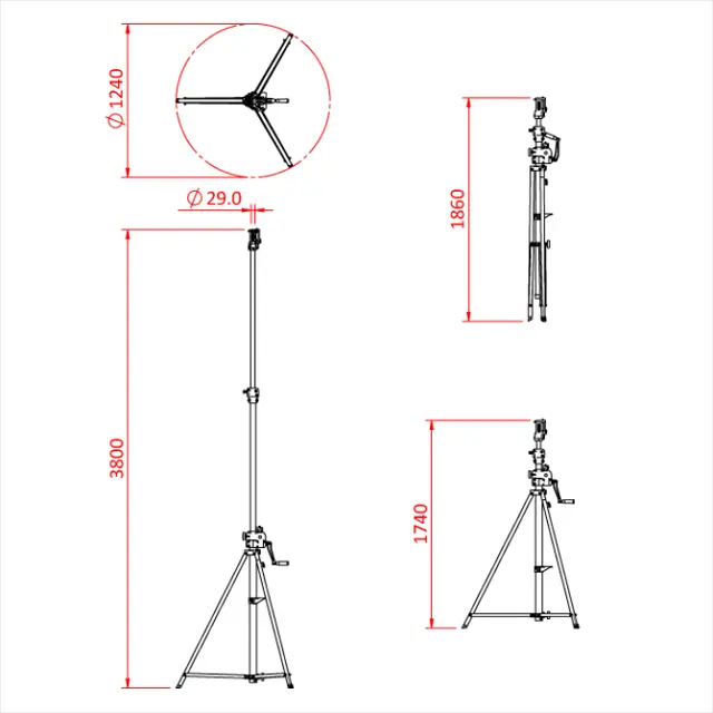 Doughty T55511 Easy lift winch stand Black H: 3,80m SWL 30kg 