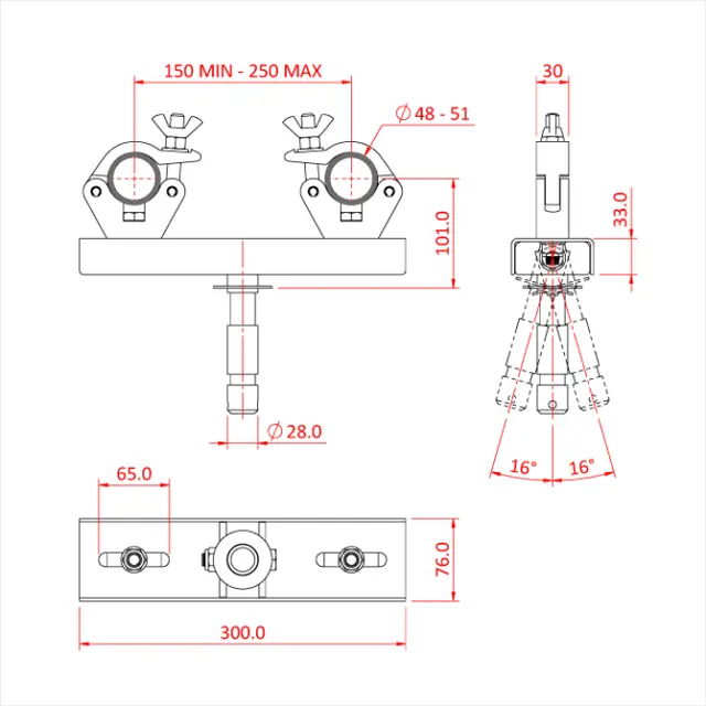 Doughty T55704 SWIVEL TRUSS PLATE (150mm - 250mm centres) 