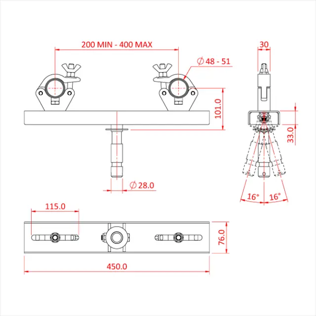 Doughty T55704 SWIVEL TRUSS PLATE (150mm - 250mm centres) 