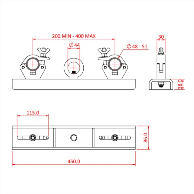 Doughty T55710  trosseadapter for løft (150mm-250mm) 500kg 
