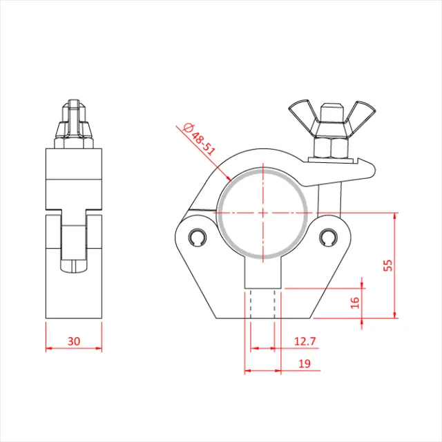 Doughty T57001 Slimline half coupler 48 51mm 750kg 