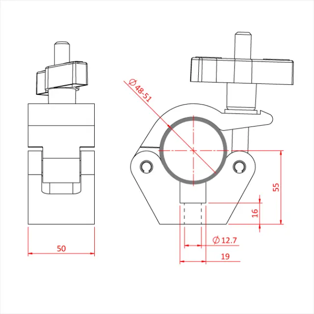 Doughty T57120 swivel coupler 48-51mm 750kg Easy Grip 